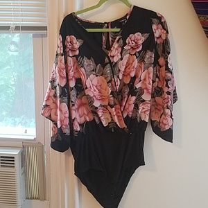 Long sleeved Flower body suit plus size